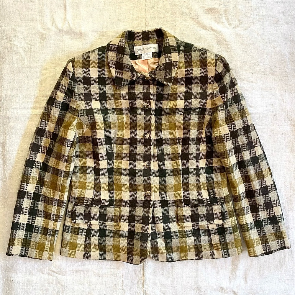 VTG Pure Wool Plaid Blazer Jacket